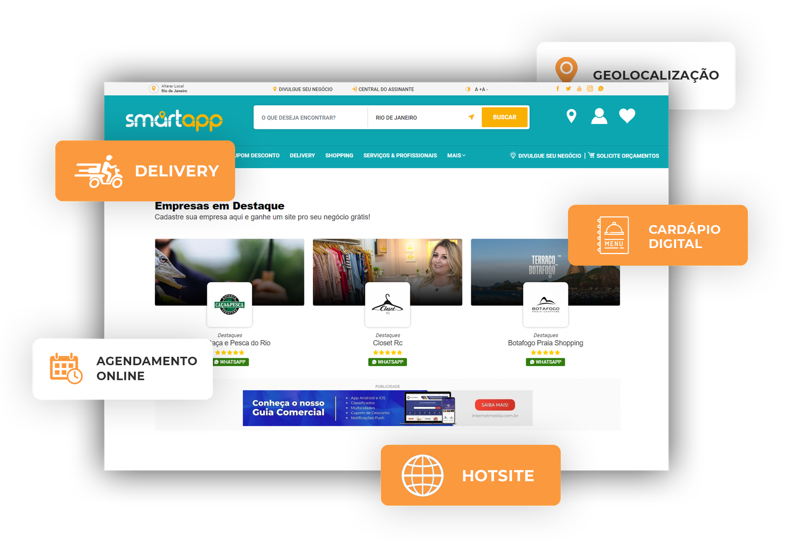 criação de aplicativos de guia comercial