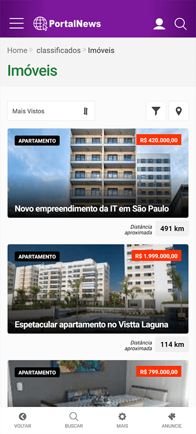 portal de notícias com classificados